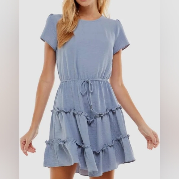 City Studio Dresses & Skirts - MACY'S City Studio Periwinkle Fit And Flare Tiered Dress With Beaded Tie